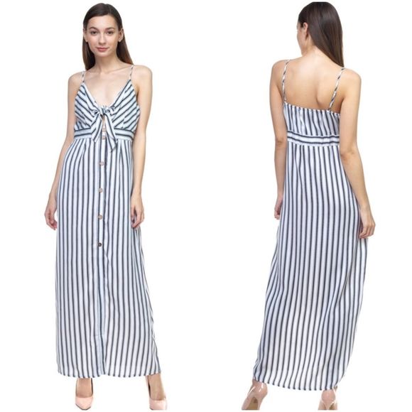 Striped button down front tie - Picture 3 of 5